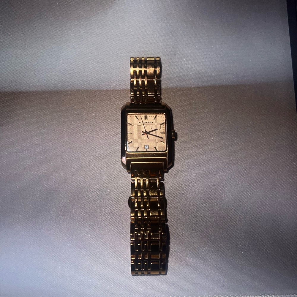 Burberry Gold Watch with Rectangular Face